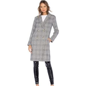 L'Academie Los Angeles Amira Women's Grey Plaid Coat Size XS